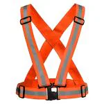 Robustt High Visibility Protective Safety Reflective Vest Belt Jacket, Night Cycling Reflector Strips Cross Belt Stripes Adjustable Vest Safety Jacket (Orange, 1)