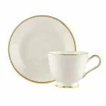 TAGROCK Gold Rim Plain White Fine Bone China Tea Cup Saucers Set - 140ml, Set of 6 (6 Cups & 6 Saucer)