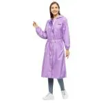 Citizen Reversible Raincoat for Women with Inbuilt Hood, Waist Belt & Matching Carry Pouch | Stylish Polka Dot Design | Durable & Lightweight Rainsuit with High Tearing Strength | Purple, 2XL
