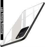 Zybux Samsung Galaxy A91 White Glass and Silicon Shockproof Bumper Mobile Back Case