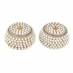 Craftam Silver Moti Aluminium Traditional Round Sindoor Dani, Box (Pack of 2)