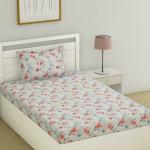 Haus & Kinder 100% Cotton Kids Bedsheet for Single Bed, 1 Single Bedsheet Cotton (88 x 57 Inches) with 1 Pillow Cover| 186 TC Trendy Prints (Pink)