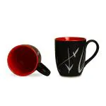 Caffeine Black, Red Ceramic Coffee Mug, 150 Ml (Pack Of 2)