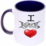 Shieldsmore Ceramic I Hate Love Printed 325ml Coffee/Cup for Gift | Navy Blue and White Ceramic Coffee Mug (325 ml)