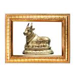 Hawai Feng Shui Vastu Remedies Wooden Framed Nandi Cow Photo for Home Office Business Place SFDI214GLDFRM