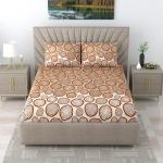 Home Blendz -300 TC SOFTEST 100 % COTTON FLAT BEDSHEET WITH PILLOW COVER (90*100 INCH , Double) Wood Cut Print