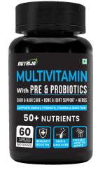 NutriJa Multivitamin for Men & Women with Probiotics, Multiminerals- 50 Nutrients & 8 Essential Blends in one Supplement | 100% RDA of A to Z Vitamins & Minerals (60 Capsules)