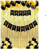 FANEX Solid Happy Birthday Banner, Balloon and Curtains (Pack of 33)