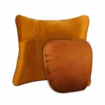 HUUSO Premium Quality Headrest Waist Cushion Set Tan, Maybach Design Super Soft Car Headrest (2 Pc) & Pillow Lumbar Support (2 Pc) Compatible with Audi Q8 e-tron