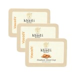 Vagad's Khadi Almond Soap 125gm | Refreshing Bathing Bar | Goodness of Almond Oil | Free from Parabens | Pack of 3