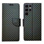 A D Enterprises Black Dot Flip Cover for Samsung S22 Ultra | Magnetic Case | Shock Absorbent | Flip Cover Samsung S22 Ultra