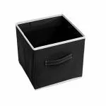 Craft Bazar Foldable Square Storage Bins Cubes Organizer Box with Side Handle I Non-Woven Fabric Storage for Home Organiser Kids Toys Wardrobe Clothes (Pack of 1, Black)