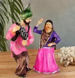 TIED RIBBONS Multicolor Resin Punjabi Couple Bhangra Dancing Showpiece 13 x 12 x 26 cm