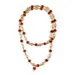 Rudra Centre Sphatik and Rudraksha Mala in Copper Gold Polish