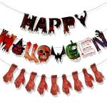 Festiko Halloween Bloody Party Banner, Happy Halloween Fake Scary Broken Blood Hands And Feet Hanging Banner For Halloween Backdrop Decoration, Halloween Background Banner Party Supplies