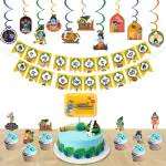 Festiko Set of 28 Pcs Krishna Janmashtami Decoration Combo (Banner, Swirls With Cutouts, Cake & Cupcake Toppers), Kanha Bal Gopal Janmashtami Decoration