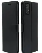 STAR-FLIP Samsung Galaxy A13 4G Flip Case: Leather Finish, TPU Interior with Card Pockets, Wallet Stand, Shockproof, Magnetic Closure -Complete Protection Black Flip Cover