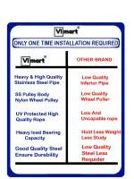 VIMART Adjustable Height Ceiling Mounted Clothesline: Stainless Steel Clothes Drying Stand with Up-Down Pulley System ( 5 FEET LONG 6 ROD }