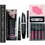CLASSY HUDA PROFESSIONAL EYELINER. MASCARA, EYEBROW PENCIL, LIP SHEET MASK, EYELASHES & MINI MATTE LIPSTICK. COMBO [PACK OF 6]