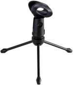 Eyuvaa Black Metal Mini Tripod Desktop Microphone Stand With Clip For Wireless Mics