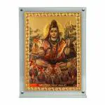 Hawai Lord Shiva Mahadev Bholenath Photo with Acrylic Frame for Table Decor , Car Dashboard Décor, Prayer Room | Magnetic Replaceable Photo Acrylic Frame |SFDI455_ACRYLC_PKT