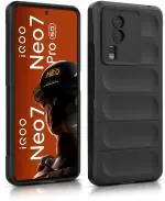 XOVO Back Cover for iQOO Neo 7 5G, iQOO Neo 7 Pro (Black, Dual Protection, Silicon, Pack of 1)