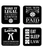 Whats Your Kick Lawyer Make it Legal Do it With A Lawyer Quotes Printed Set of 4 Coaster With Metal Stand