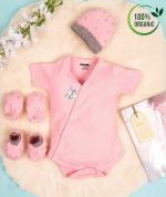 More smile...COCOONORGANIC 100% COTTON KIMONO WITH CAP, MITTEN AND BOOTIE SET