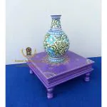 Panji Art Export Handpainted Multicolor Wood Handicraft Pooja Chowki, 12 X 12 X 6 Inch