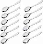 FANQEW Silver Stainless Steel Disposable Ice, Tea Spoon Set (Pack Of 12)