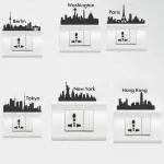 Lanstick Vinyl Black Cities Switchboard Self Adhesive Wall Sticker 24 inch