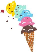 Lanstick Vinyl Multicolor Multi Flavour Cone Ice Cream Image Self Adhesive Wall Sticker24 inch