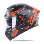 Ignyte IGN-4 GOOS ISI / DOT Certified Double Visor Full Face Helmet Outer Anti-Fog Clear Visor and Inner Smoke Sun Shield (X-Large 620 MM, Matt Black Orange)