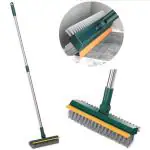 KATHUZZ Bathroom Cleaning Brush with Wiper Upgraded 3 in 1 Tiles Cleaning Brush Bathroom Brush with Long Handle 180 degree Rotate Bathroom Floor Cleaning Brush Bathroom Cleaning Accessories (Multicolor)