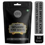 Urban Organics Whole Fresh and Natural Black Sesame Seeds | Kaale Til | Tal | Indian Spice - Pack of 50 gram