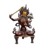 Idol Collections Golden, Red Brass Sitting Goddess Tara With Sword Idol