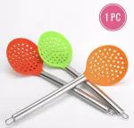 Rozatech Silicone Skimmer Ladle Strainer With Steel Handle ( Random Color ) (1)