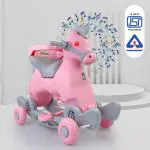Dash Marshal 2 in 1 Ride-on Horse for Kids, Horse Rider for Kids 1+ Years, Rocker Comes Ride on Toy with Attractive Music & Light for Kids (Capacity 45kg | Pink)