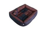 VetKart Brown And Black Velvet Rectangular Dog Bed With Cushion And Pillows - X-Small (Pack of 4)