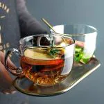 Glass Soup Bowl Cup Coffee Clear Mug with Handle (Pack of 2, 450ML)