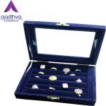 Aadhya Sweat Velvet Jewellery box set for Ring box,organiser box, gift organiser for women jewellery Vanity Box (Blue)