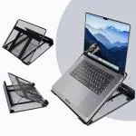 OFIXO Laptop Cooling Pad Ventilated Height Adjustable/Laptop Stand | Compatible 11 to 17 inches Laptops | Metal Mesh | Strong Material Stand-Black