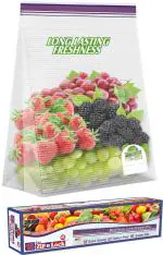 Shalimar Zip 'N' Lock Bag Press Fit ( Reusable ) size ( Medium ) ZipLock Bag / Vegetable Bag / Freeze Bag / MultiPurpose Storage Bag Pack of -3 ( 45 Bags ) Color - Natural