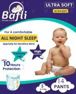 BAFLI Premium Baby Diapers Three Layer With Leak Proof, 12 Hours Absorption, Anti Rash diapers, Cottony Soft(4-8 Kg, Size-S, Pack Of 14)