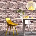 OREN EMPOWER Brown Polyvinyl Chloride Multishaded Brick Pattern Diy Wallpaper 45x330 cm