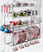 AVAIL 5 Layer Dish Rack| Steel Kitchen Stand | Kitchen Storage Rack | 30 x 31 Inch | Utensil Kitchen Rack (Steel)