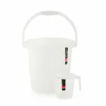 Wiaa Strong Bathroom Bucket with Mug Combo | Round Shape Ribbed Pattern 20L Bucket + 1L Mug (Transparent)