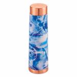 Attro Aarogyam Satveda Blue Ocean Designer Lacquered Jointless Copper Water Bottle 900 ml