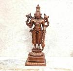 Searchers paradise Copper idols of God Maha Vishnu 360 Grams,5.2 inches, Patina Antique Finish, Pack of 1 Piece