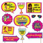 Festiko Happy Holi Photo Booth Props( Design 2), Holi Decoration Props, Bollywood Theme Holi Props, Photobooth Props For Holi Selfie (Set of 11 Pcs)